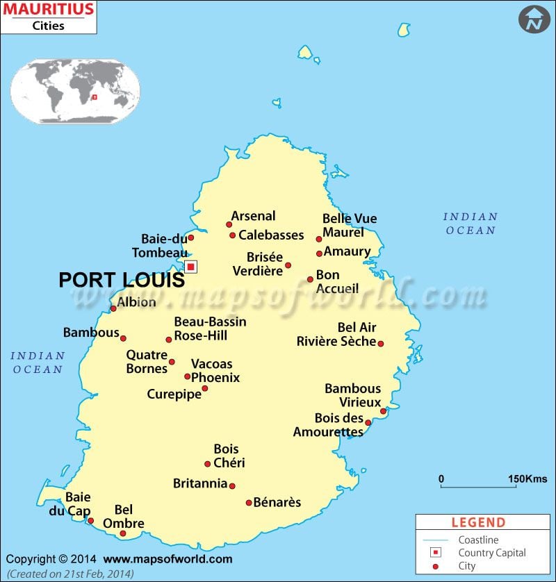 Cities In Mauritius Mauritius Cities Map