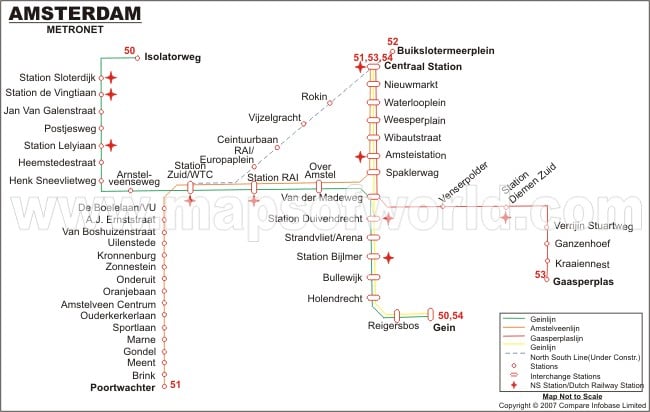 Amsterdam Tram Map Metro