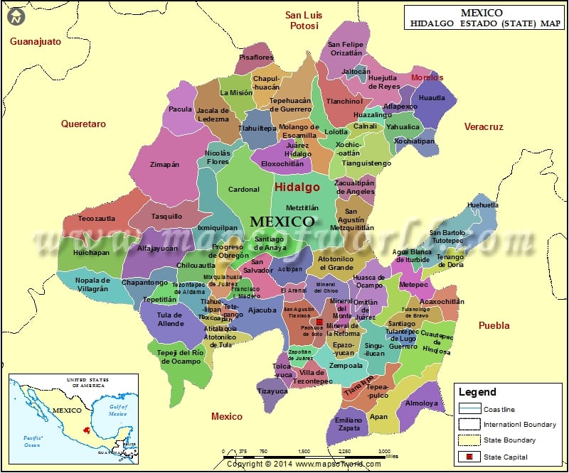 Hidalgo Map Hidalgo Mexico