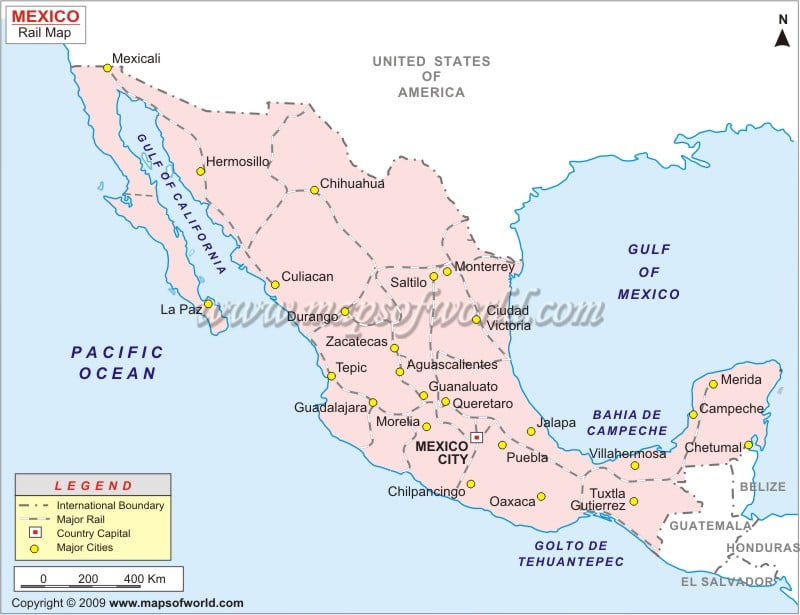 Mexico Rail Map (Lineas Ferroviarias de Mexico)