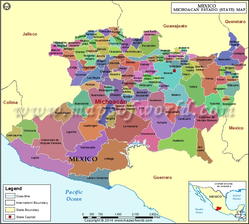 Michoacan Map Michoacan State Map Maps Of World