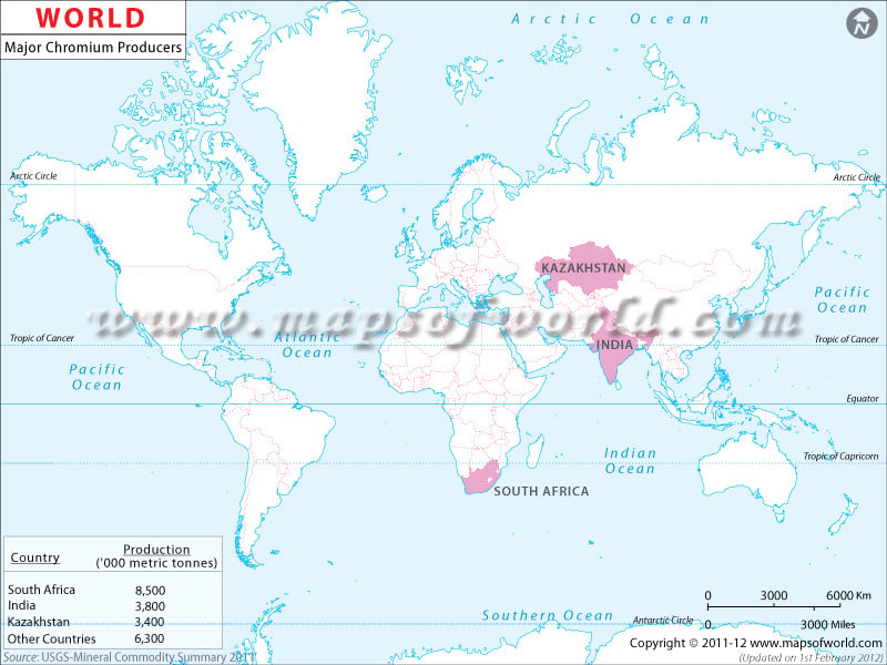 World Chromium Producing Countries Map