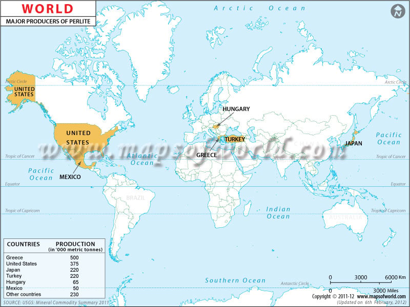 World Perlite Producing Countries Map