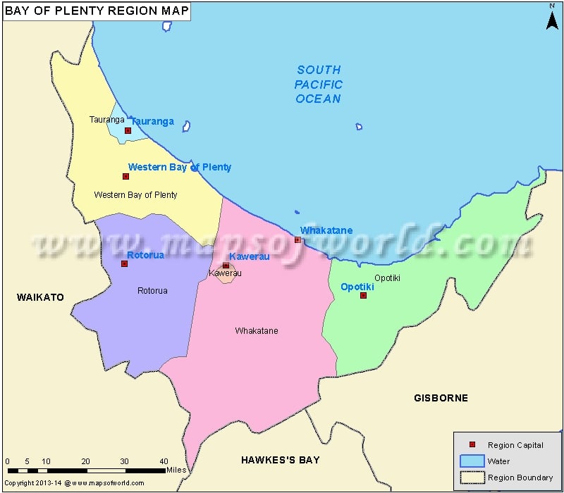 Bay Of Plenty Map Districts Of Bay Of Plenty Region New Zealand