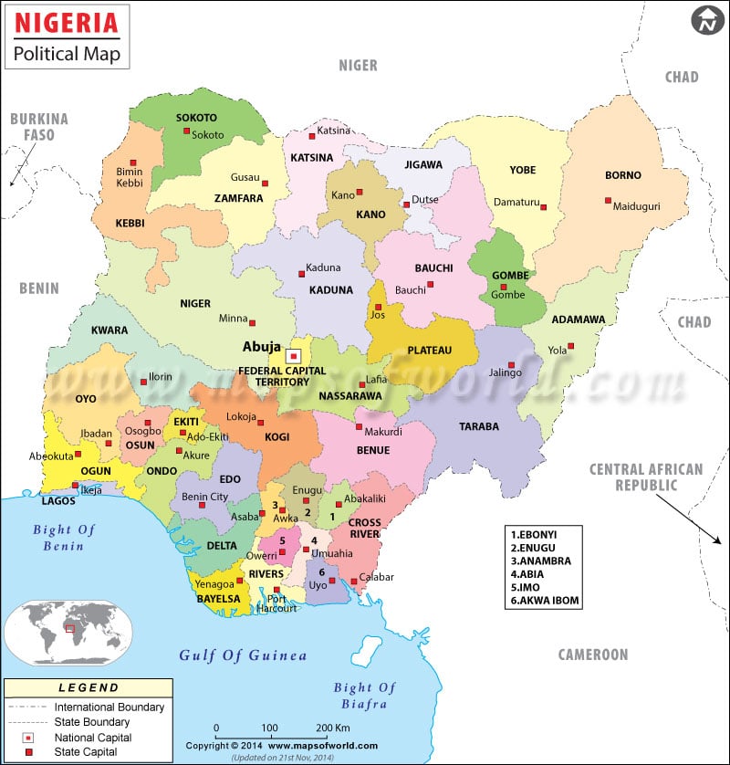 Political Map Of Nigeria Nigeria Map With States