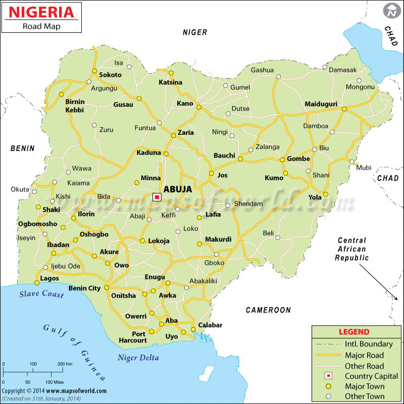 Kilometer Chart Between Major Cities In Nigeria