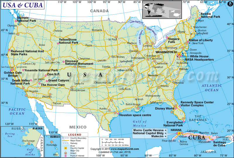 US and Cuba Map