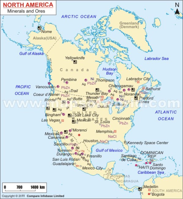 Mineral Map Of North America