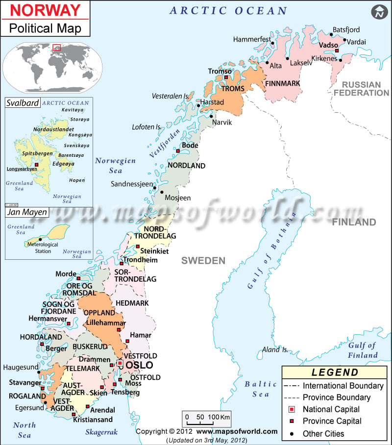 Political Map Of Norway Norway Counties Map