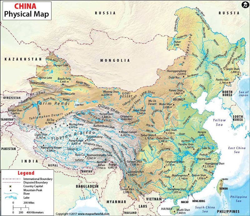 Physical Map of China