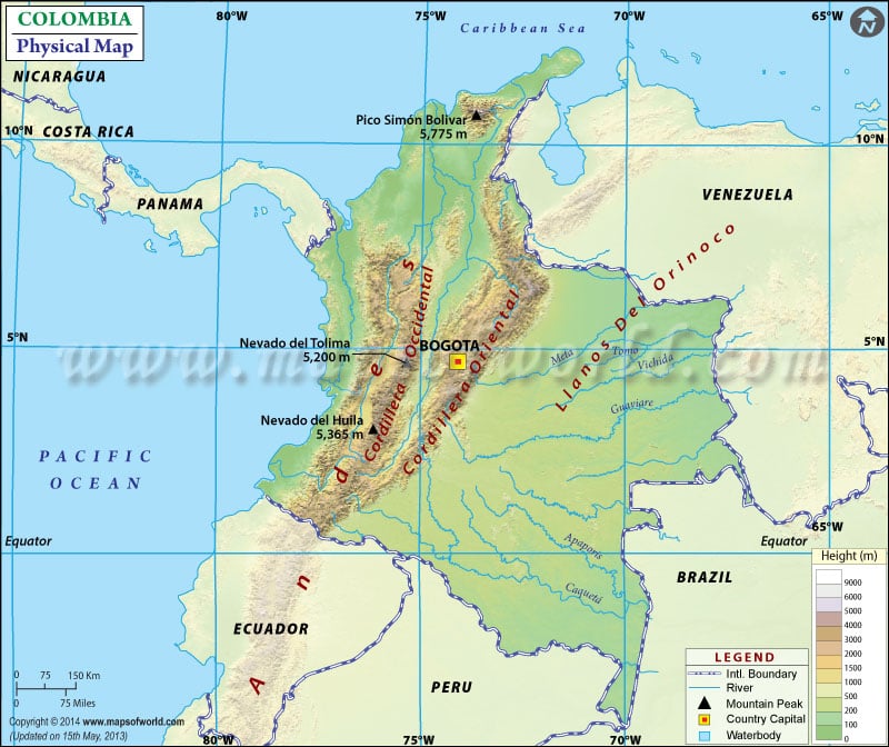 Physical Map of Physical Map of Colombia