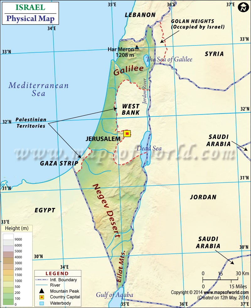 physical map of israel Physical Map Of Israel physical map of israel