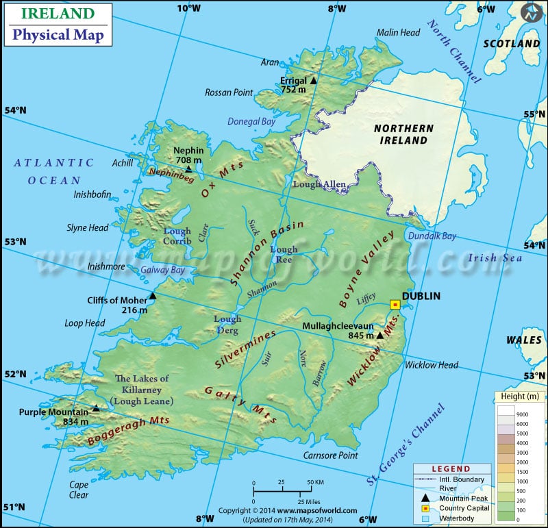 physical map of ireland Physical Map Of Ireland physical map of ireland