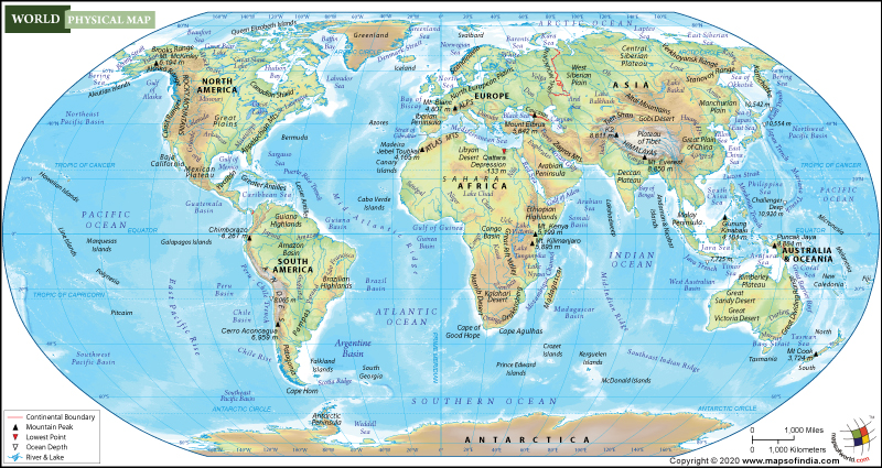 mountain map of the world World Physical Map Physical Map Of The World mountain map of the world