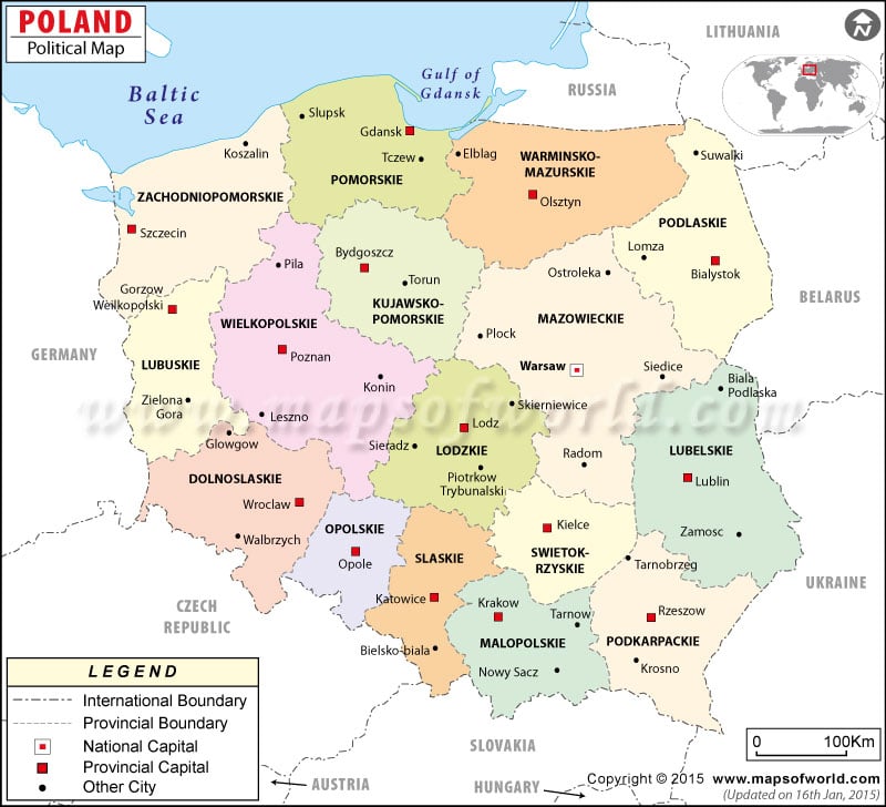 Political Map Of Poland Poland Provinces Map