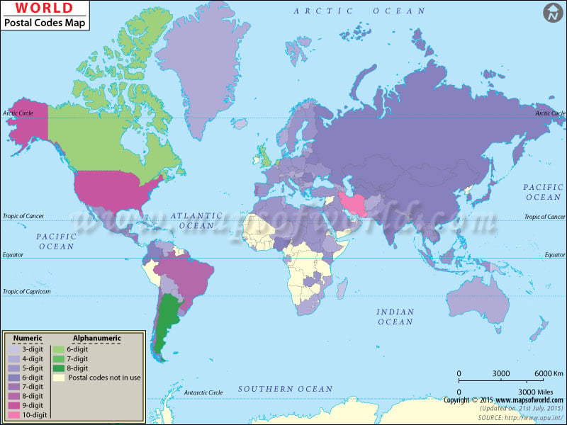 World Postal Code Map