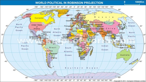 World Political Map In Robinson Projection