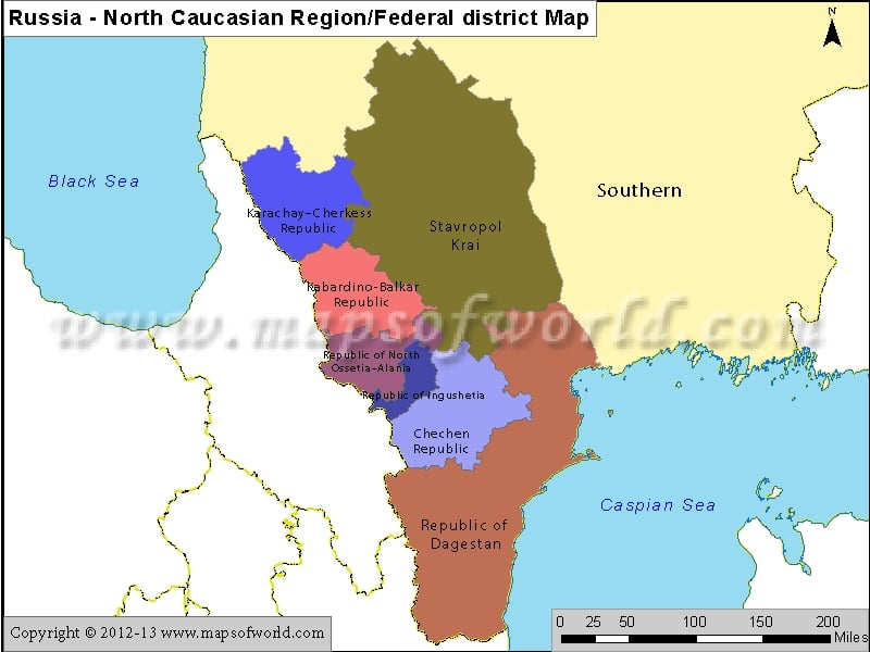 Russia North Caucasian Region Map