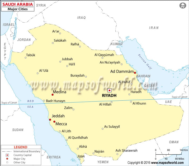 Saudi Arabia Cities Cities In Saudi Arabia Map