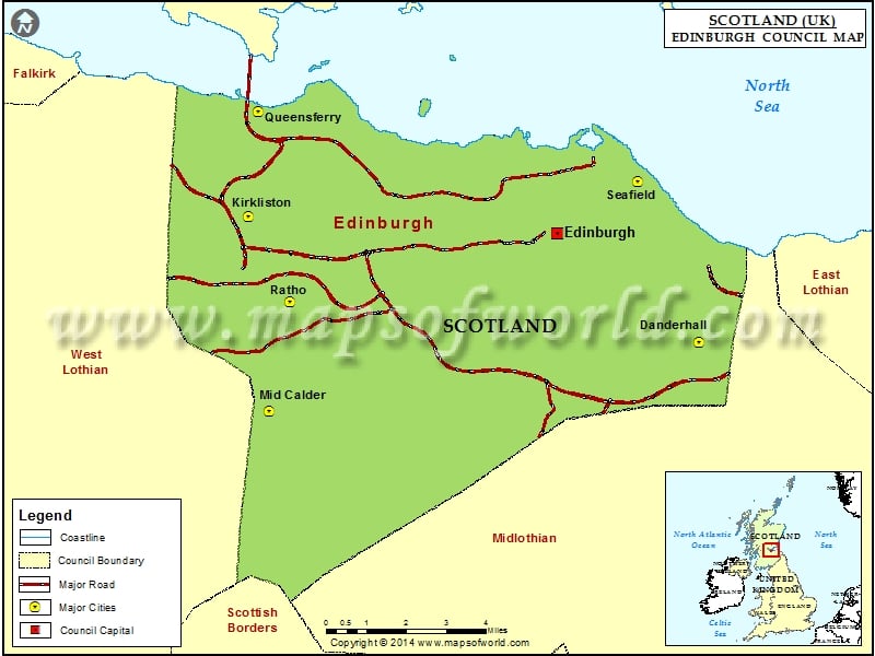 Map of Edinburgh Council, Scotland (UK)