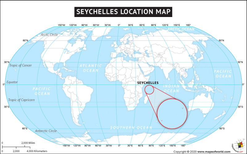 Map of World Depicting Location of Seychelles