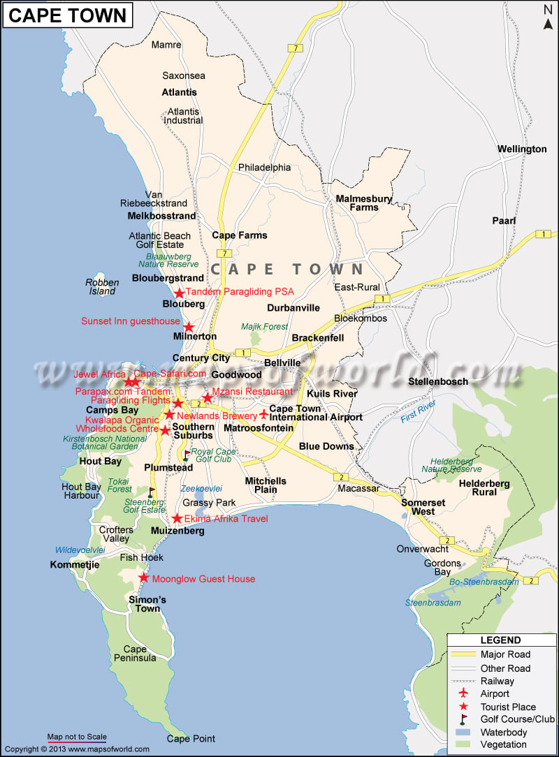 Cape Town Map Map Of Cape Town City South Africa