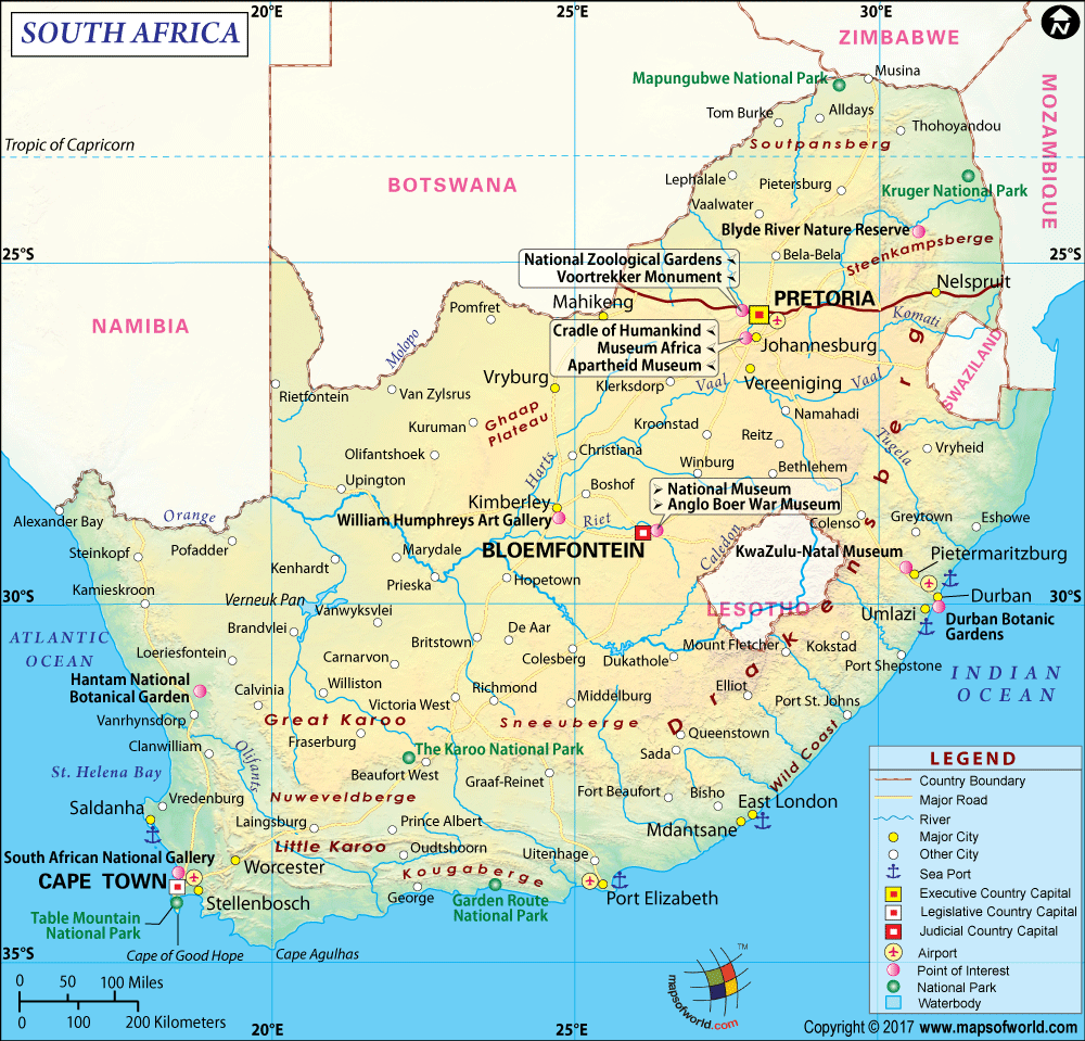 South Africa Map Map Of South Africa