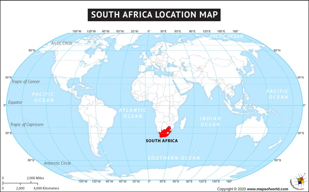 Where Is South Africa Located Location Map Of South Africa