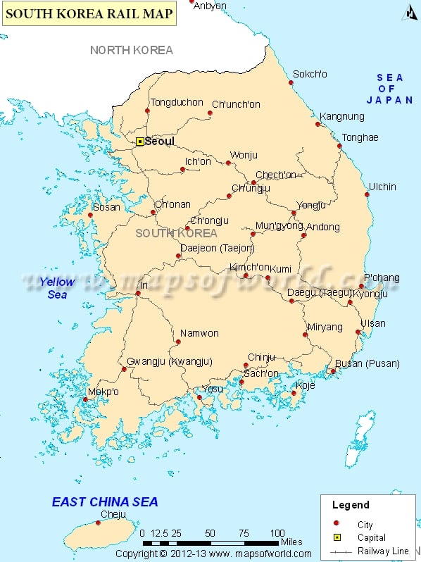 South Korea Train Map