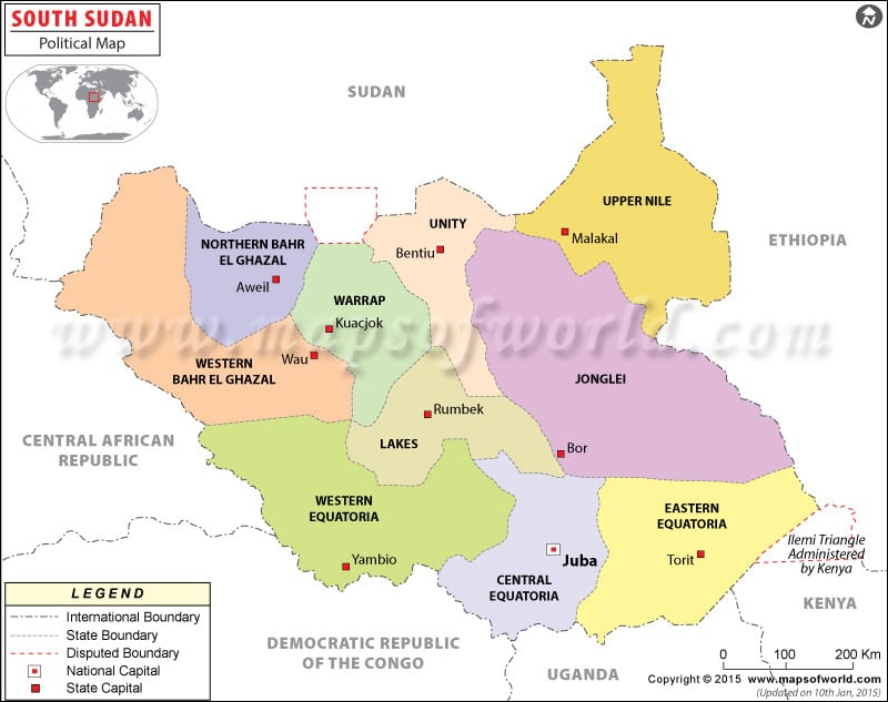 Political Map Of South Sudan