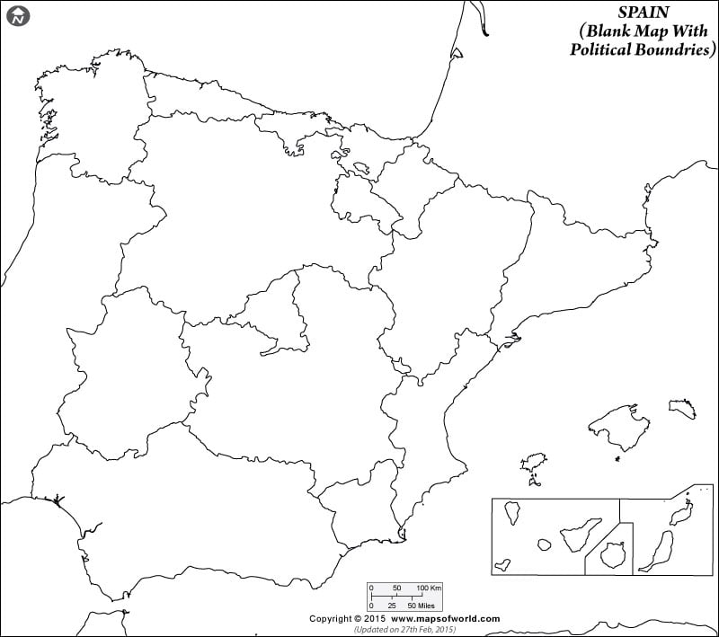 Blank Map Of Spain Spain Outline Map
