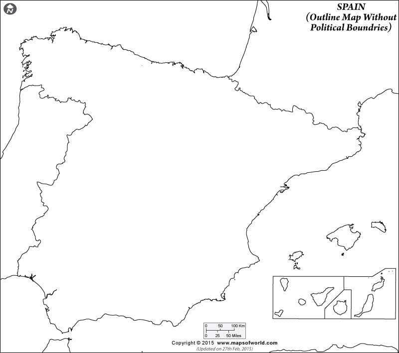 Blank Map of Spain  Spain Outline Map