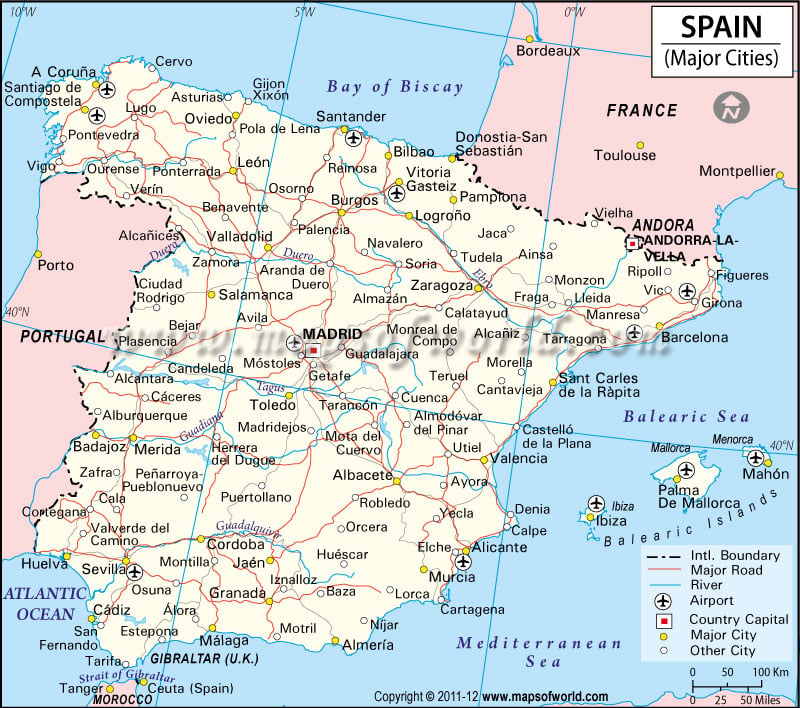 Cities In Spain Map Of Spain Cities