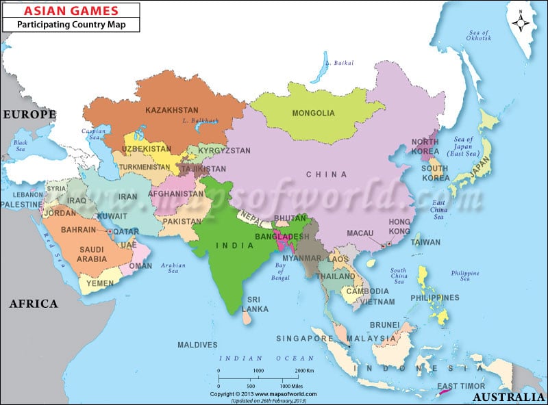 Asian Games Participating Countries Map