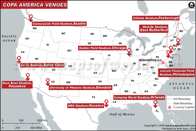 Copa America Venues Map
