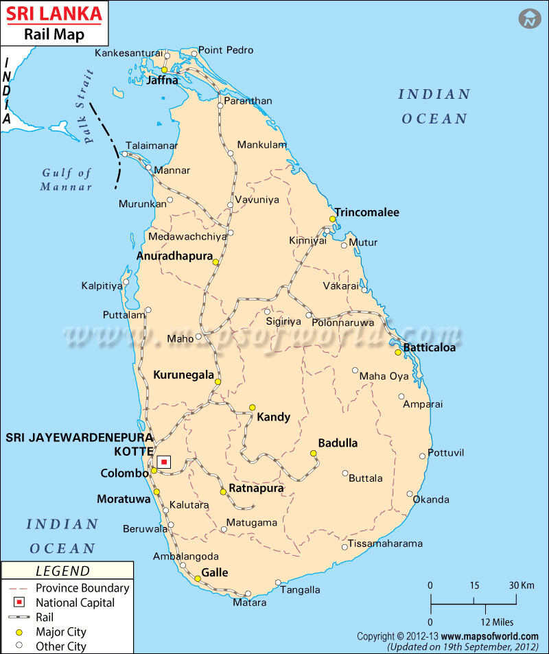 Sri Lanka Rail Network Map Sri Lanka Map Sri Lanka State Boundary Major Rails National Highways Major Towns Of Sri Lanka
