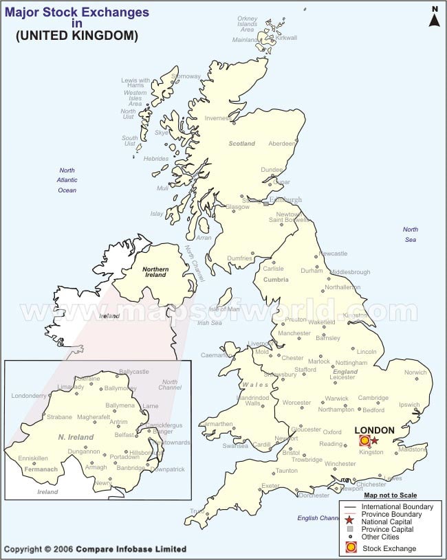 UK Stock Exchange Location Map