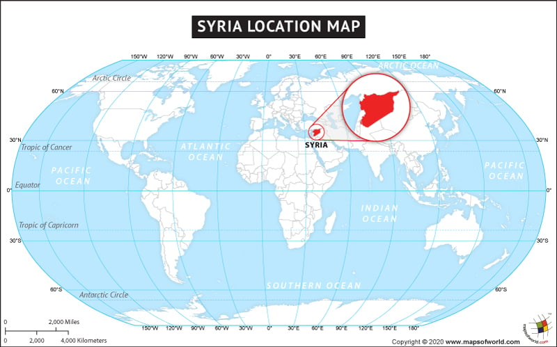 Where Is Syria Located Location Map Of Syria On A World Map