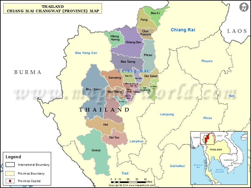 Chiang Mai Map Map Of Chiang Mai Province Thailand