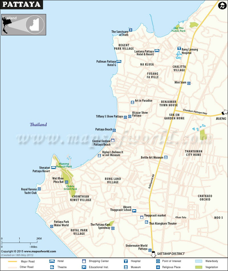 Pattaya Map City Map Of Pattaya Thailand