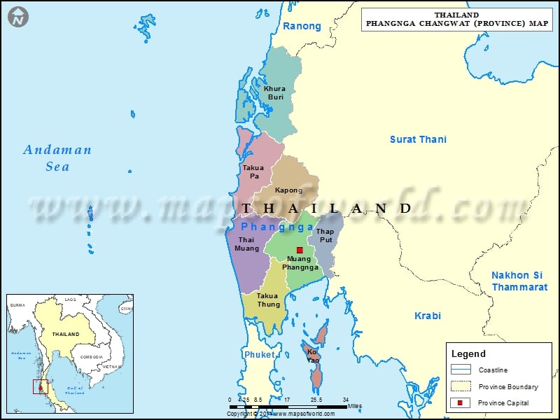 Phangnga Map Map Of Phangnga Province Thailand