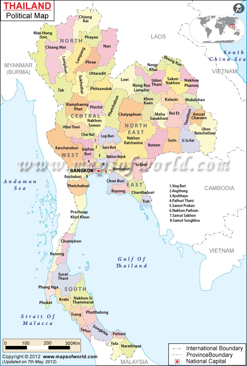 Political Map of Thailand