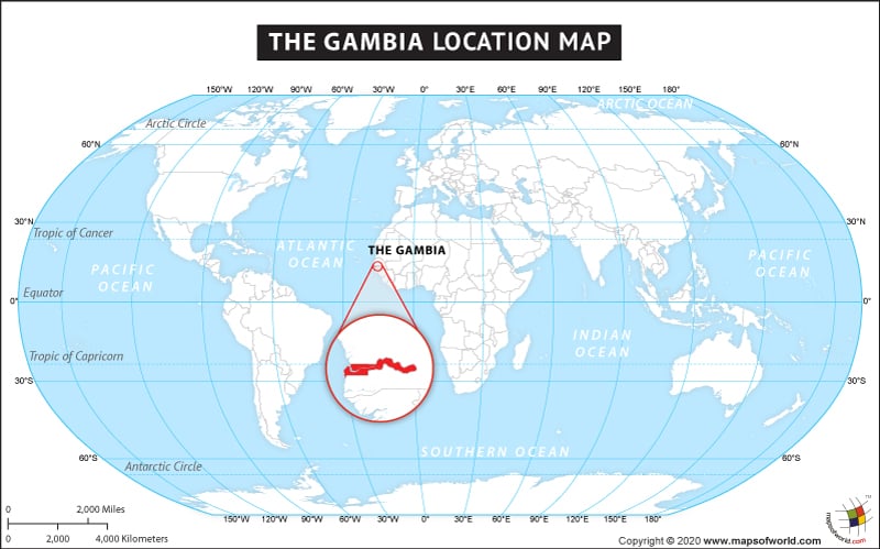 Where Is Gambia Located Location Map Of Gambia