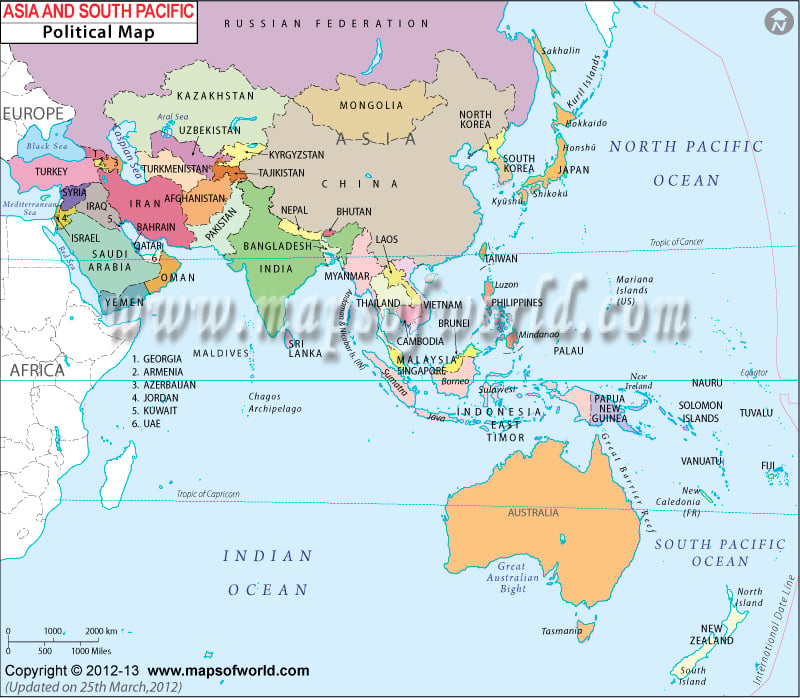 Asia and South Pacific Map 