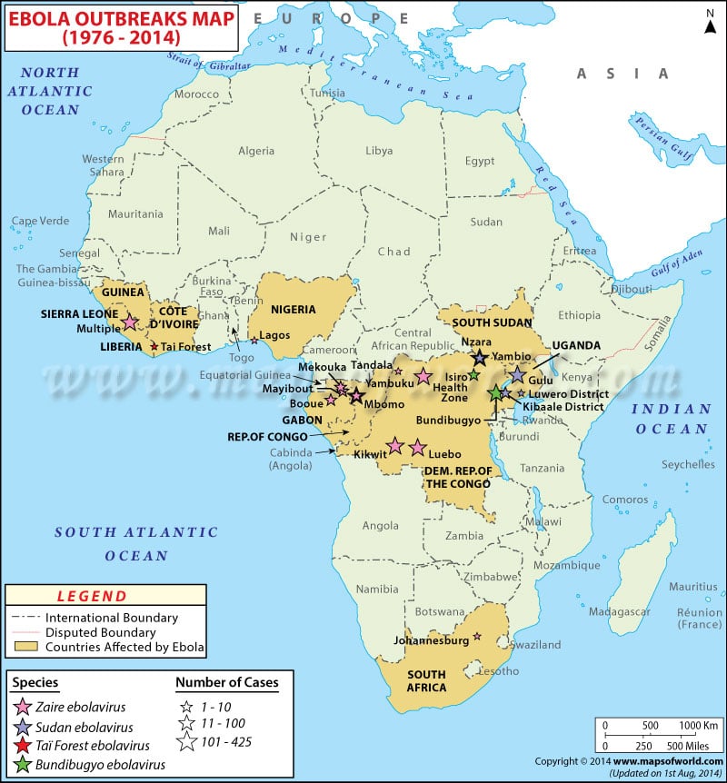 Ebola Outbreak History Map