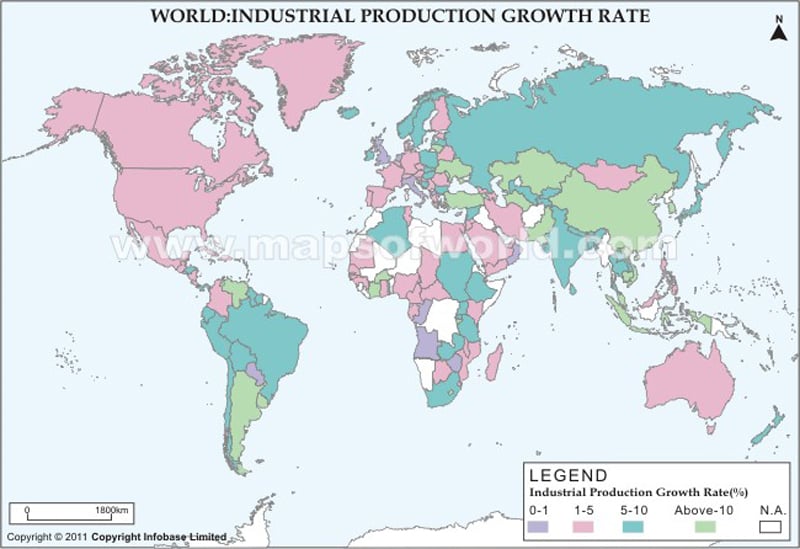 World Industrial Production Growth Rate Map