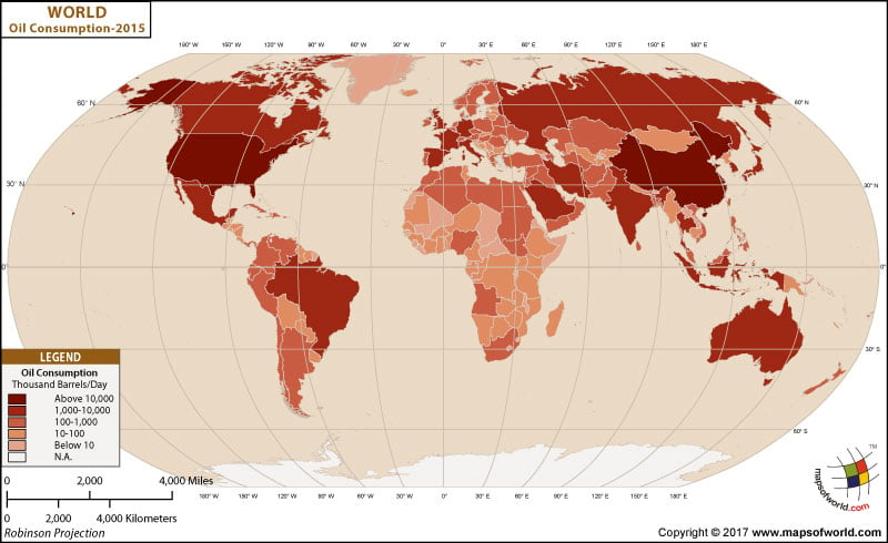 World Oil Consumption Map