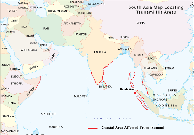 Map of Tsunami Effected Areas