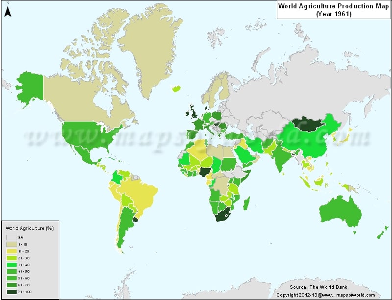 World Agriculture Production Map in 1961