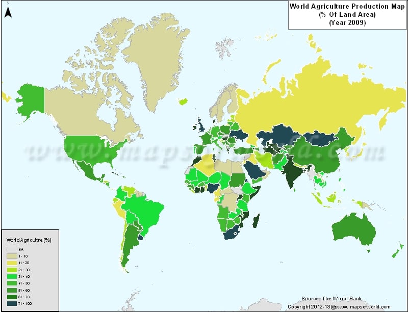 World Agriculture Production Map in 2009